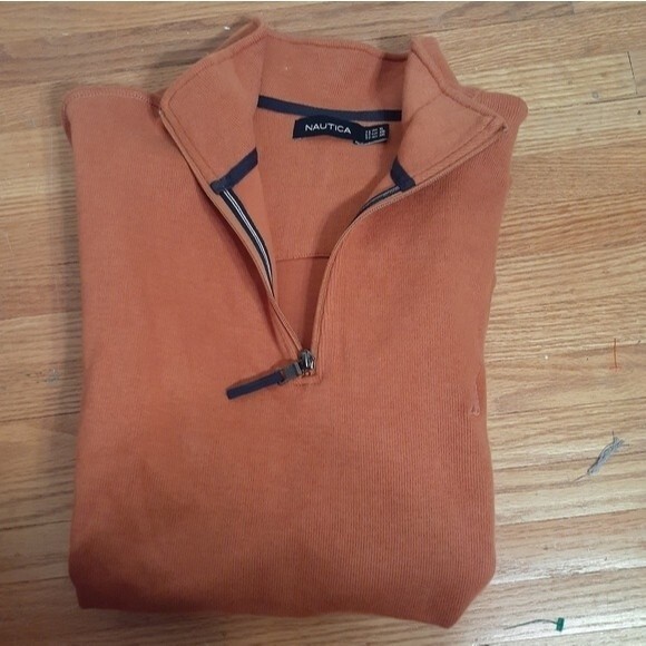 nautica shirt cotton sweatshirt quarter zip top xl extra large mens top fall - Picture 6 of 6